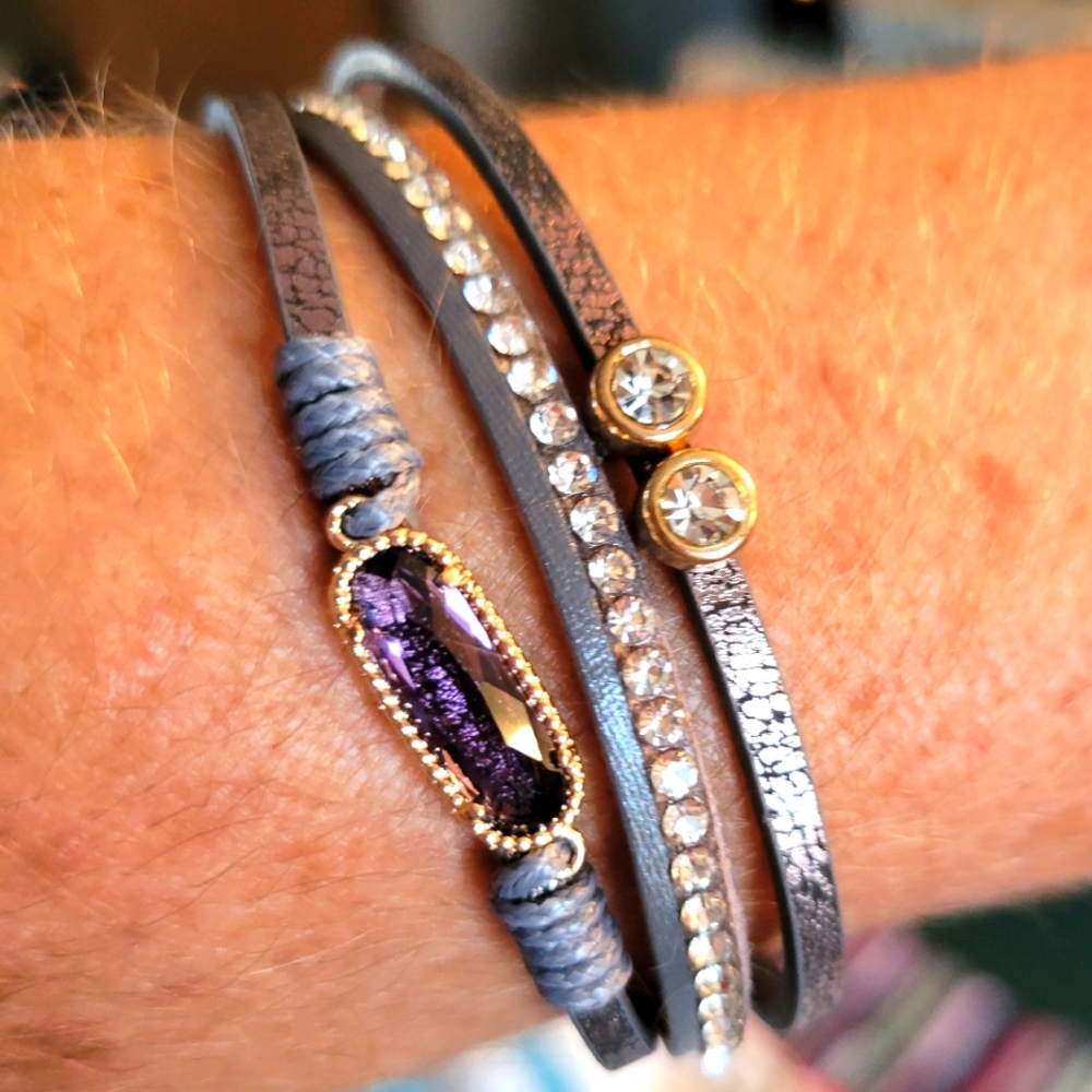 Howards magnetic purple multi strand bracelet